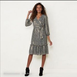 NWT LC Lauren Conrad Puff Sleeve Midi Wrap Dress